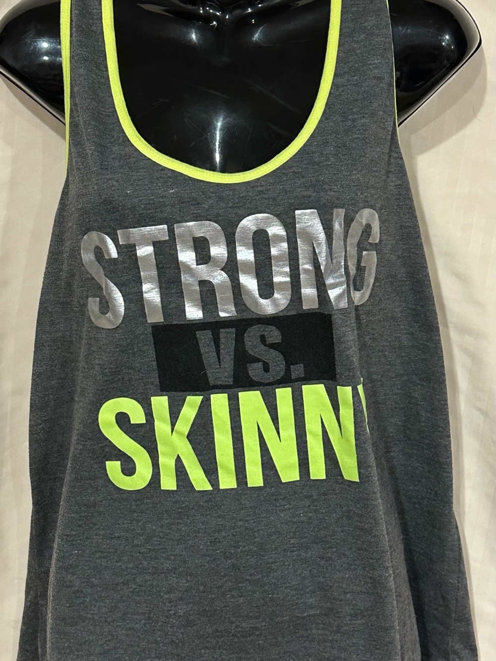 Women’s Workout Top Charcoal with Neon Yellow Trim